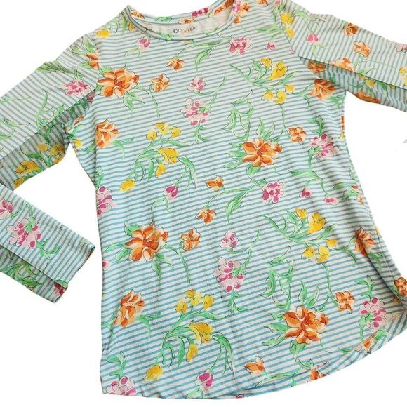 IBKUL Top Long Sleeve Womens Small Floral Golf Tennis Pickleball Athleticwear Sp - Picture 1 of 4